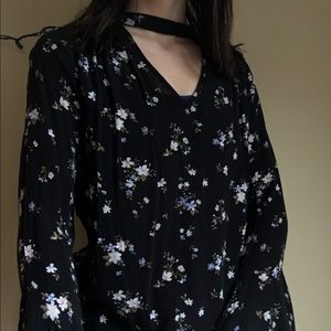 black blouse with flowers